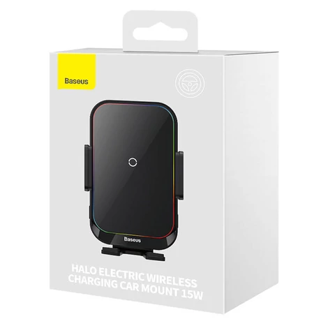 Baseus Halo car holder with 15W inductive charger (black)