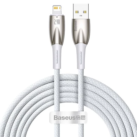 Baseus Glimmer USB-C - Lightning töltőkábel, 2.4A, 2m (fehér)
