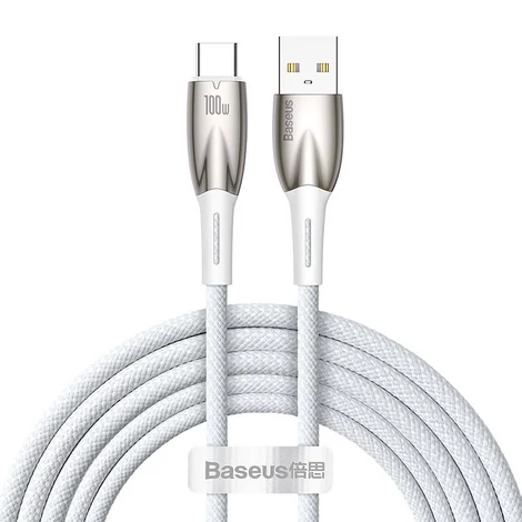 Baseus Glimmer USB - USB-C töltőkábel, 100W, 2m (fehér)