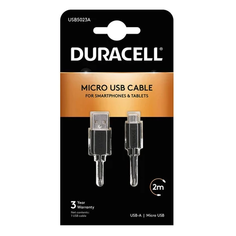 Cable USB to Micro USB Duracell 2m (black)