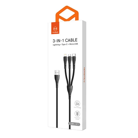 3in1 USB to USB-C / Lightning / Micro USB Cable
