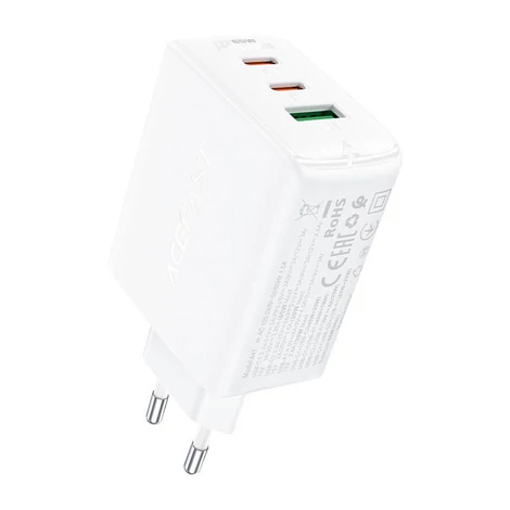 Wall charger Acefast A41 , 2x USB-C + USB, GaN 65W (white)