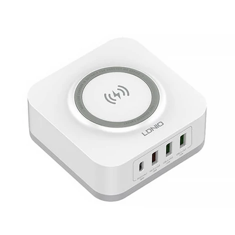 Wireless induction charger LDNIO AW004, 3x USB + USB-C, 32W (white)