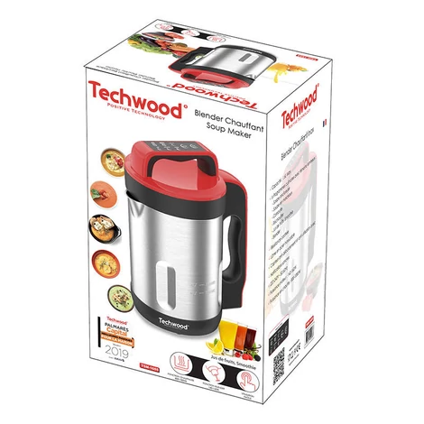 Techwood TSM-1655 rozsdamentes acél leveskészítő (piros)