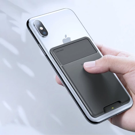 Baseus self-adhesive card case for phone documents dark gray (ACKD-A0G)