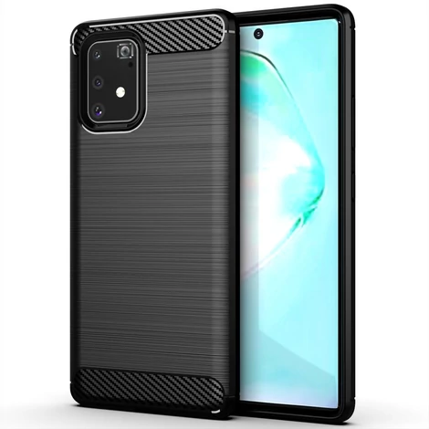 Carbon Case Flexible Cover TPU Case for Samsung Galaxy S10 Lite black