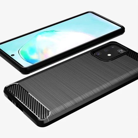 Carbon Case Flexible Cover TPU Case for Samsung Galaxy S10 Lite black