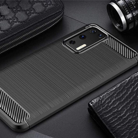 Carbon Case Flexible Cover TPU Case for Huawei P40 blue