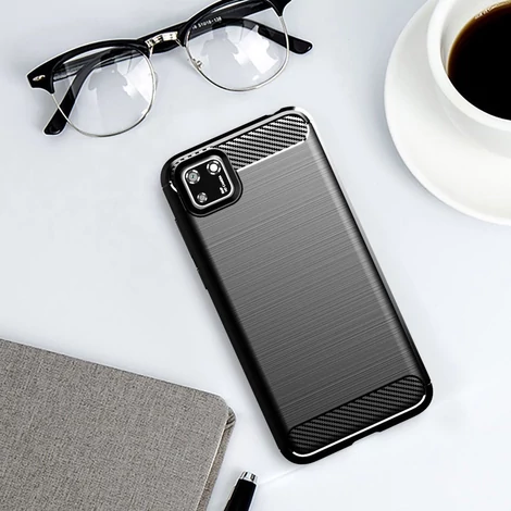 Carbon Case Flexible Cover TPU Case for Huawei Y5p black