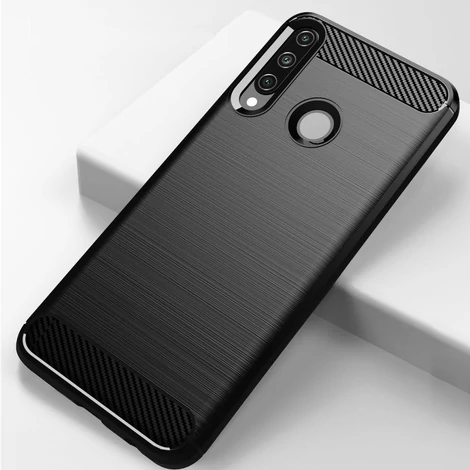 Carbon Case Flexible Cover TPU Case for Huawei Y6p black