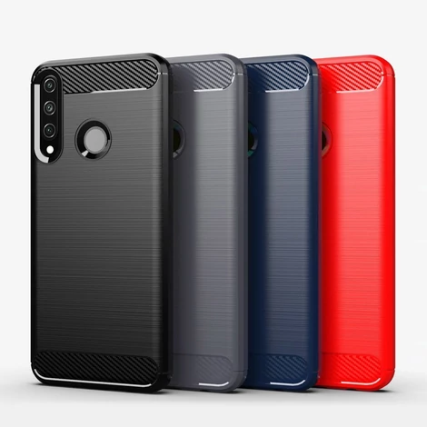 Carbon Case Flexible Cover TPU Case for Huawei Y6p black