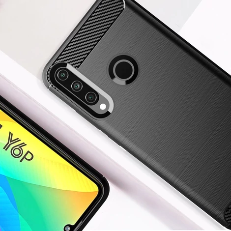 Carbon Case Flexible Cover TPU Case for Huawei Y6p black
