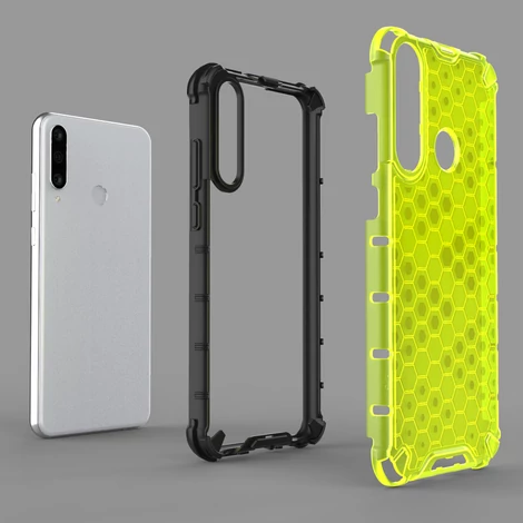 Honeycomb Case armor cover with TPU Bumper for Huawei Y6p transparent