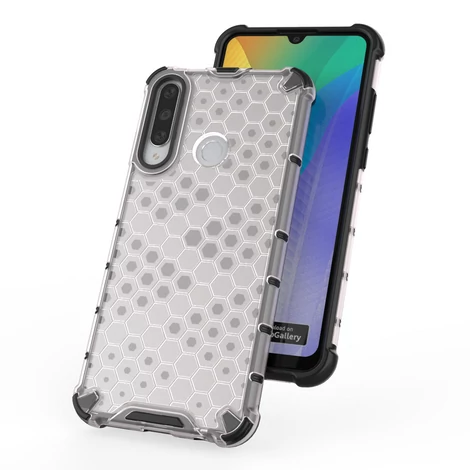 Honeycomb Case armor cover with TPU Bumper for Huawei Y6p transparent