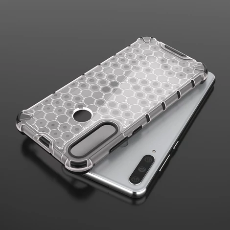 Honeycomb Case armor cover with TPU Bumper for Huawei Y6p transparent