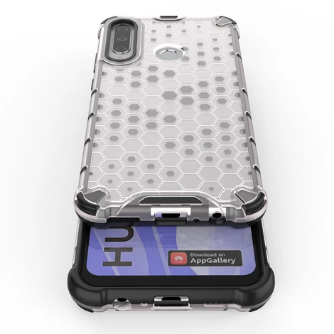 Honeycomb Case armor cover with TPU Bumper for Huawei Y6p transparent