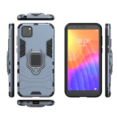 Ring Armor Case Kickstand Tough Rugged Cover for Huawei Y5p blue