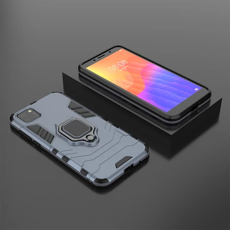 Ring Armor Case Kickstand Tough Rugged Cover for Huawei Y5p blue