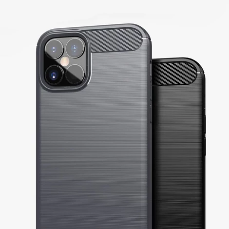 Carbon Case Flexible Cover TPU Case for iPhone 12 Pro Max black