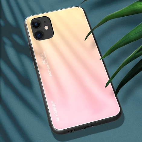 Gradient Glass Durable Cover with Tempered Glass Back iPhone 12 mini pink