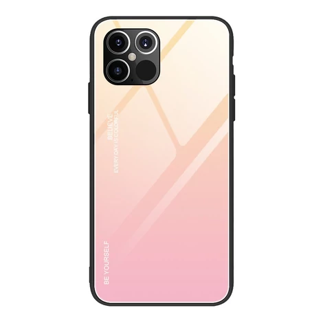 Gradient Glass Durable Cover with Tempered Glass Back iPhone 12 Pro Max pink