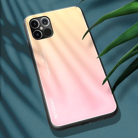Gradient Glass Durable Cover with Tempered Glass Back iPhone 12 Pro Max pink