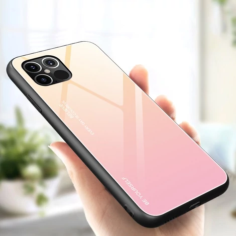 Gradient Glass Durable Cover with Tempered Glass Back iPhone 12 Pro Max pink