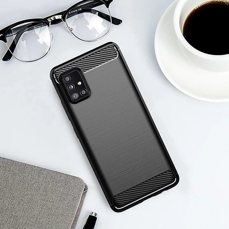 Carbon Case Flexible Cover TPU Case for Samsung Galaxy M31s blue
