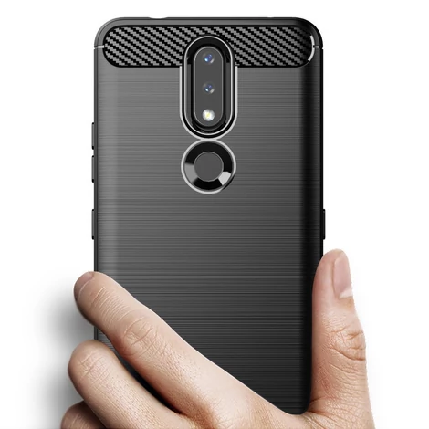Carbon Case Flexible Cover TPU Case for Nokia 2.4 black