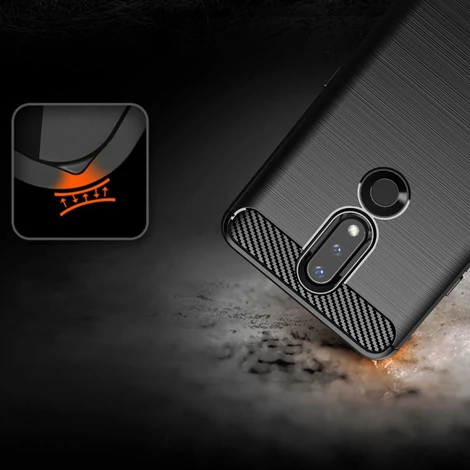 Carbon Case Flexible Cover TPU Case for Nokia 2.4 black