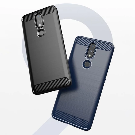 Carbon Case Flexible Cover TPU Case for Nokia 2.4 black