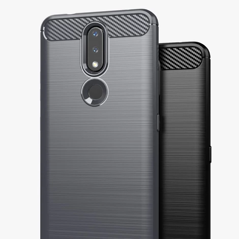 Carbon Case Flexible Cover TPU Case for Nokia 2.4 black