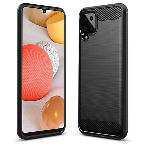 Carbon Case Flexible Cover Case for Samsung Galaxy A12 / Galaxy M12 black