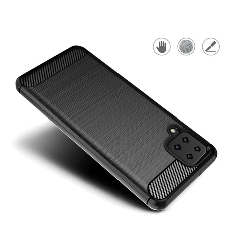Carbon Case Flexible Cover Case for Samsung Galaxy A12 / Galaxy M12 black