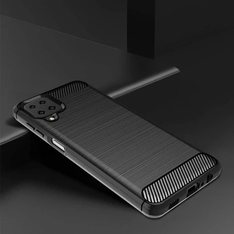 Carbon Case Flexible Cover Case for Samsung Galaxy A12 / Galaxy M12 black