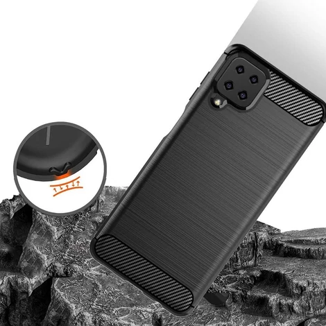 Carbon Case Flexible Cover Case for Samsung Galaxy A12 / Galaxy M12 black
