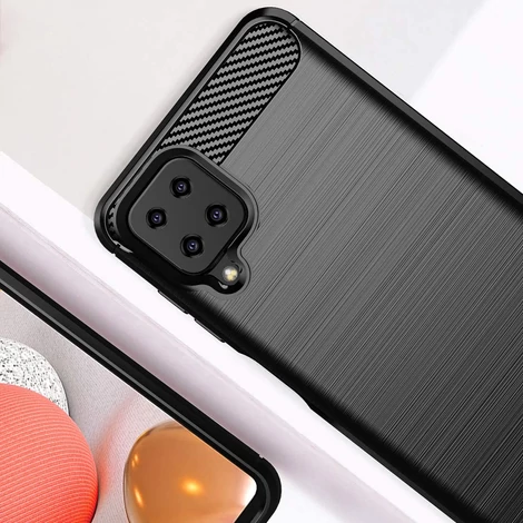 Carbon Case Flexible Cover Case for Samsung Galaxy A12 / Galaxy M12 black