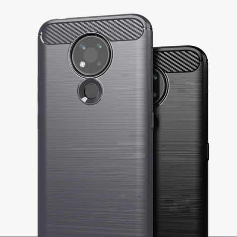 Carbon Case Flexible Cover Sleeve for Nokia 3.4 black
