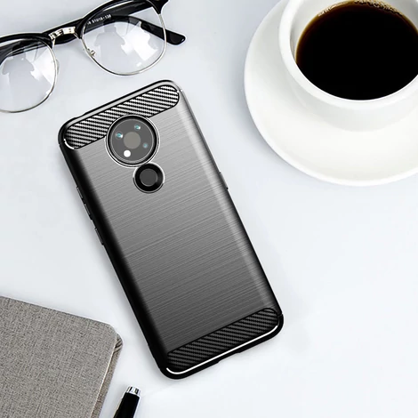 Carbon Case Flexible Cover Sleeve for Nokia 3.4 black