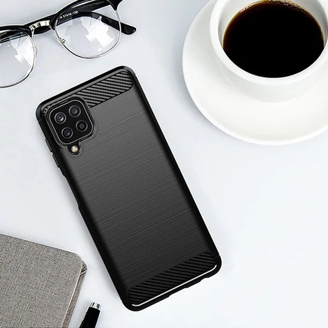 Carbon Case Flexible Cover TPU Case for Samsung Galaxy A22 4G black