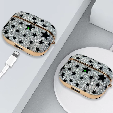 Kingxbar Black Star Case shiny glitter crystal case for AirPods Pro black