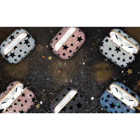 Kingxbar Black Star Case shiny glitter crystal case for AirPods Pro black