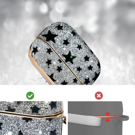 Kingxbar Black Star Case shiny glitter crystal case for AirPods Pro black