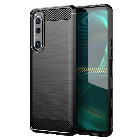 Carbon Case Flexible Cover TPU Case for Sony Xperia 5 III black