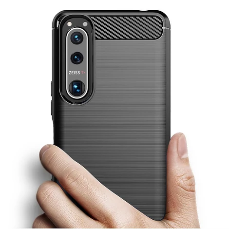 Carbon Case Flexible Cover TPU Case for Sony Xperia 5 III black