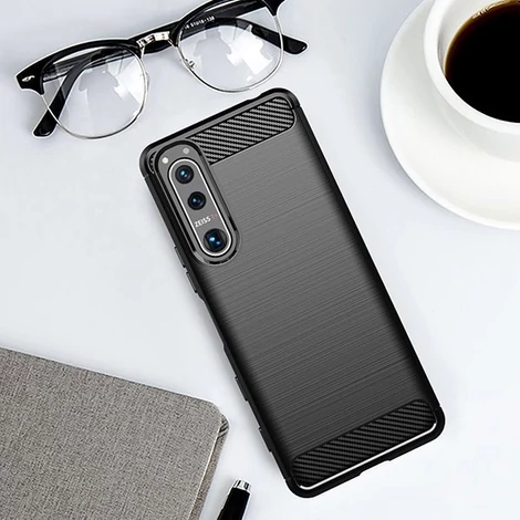 Carbon Case Flexible Cover TPU Case for Sony Xperia 5 III black