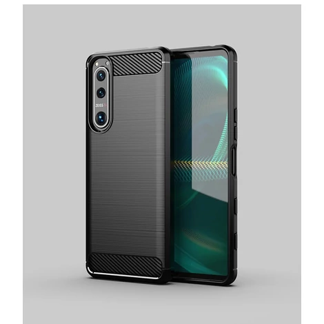 Carbon Case Flexible Cover TPU Case for Sony Xperia 5 III black