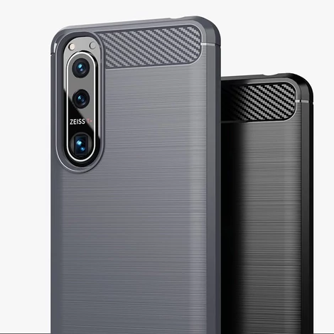 Carbon Case Flexible Cover TPU Case for Sony Xperia 5 III black