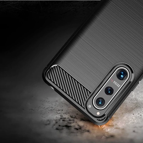 Carbon Case Flexible Cover TPU Case for Sony Xperia 5 III black