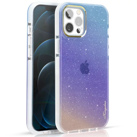 Kingxbar Ombre Case Back Cover for iPhone 12 Pro Max Blue-violet